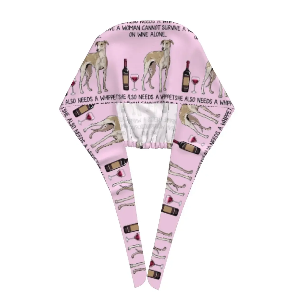 Whippet Dog And Wine Funny Gift For Dog Mom Scrub Hat Doctor Working Surgical Cap Unisex Adjustable Nursing Caps for Dentist