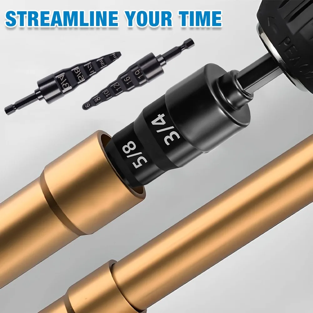 Air Conditioning Copper Pipe Expander 1/4-3/4 and Air Conditioning Copper Pipe Rotating Tool Hex Shank Imperial Tube Reamer