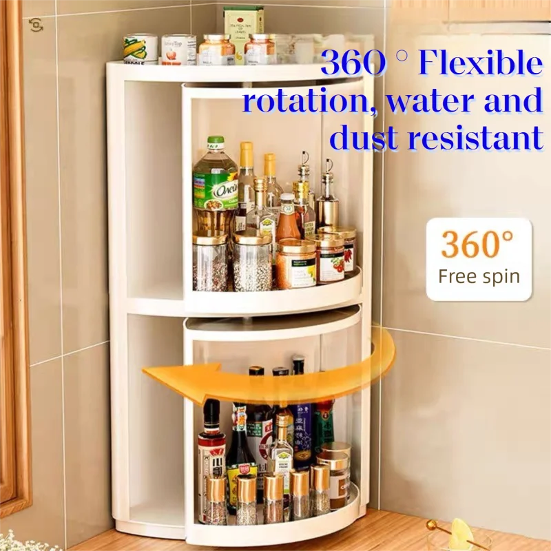 Kitchen Triangular Rotating Shelf Wall-Mounted Storage Rack 360° Rotating Spice Rack, Corner Storage Rack, Bottle and Jar Organi