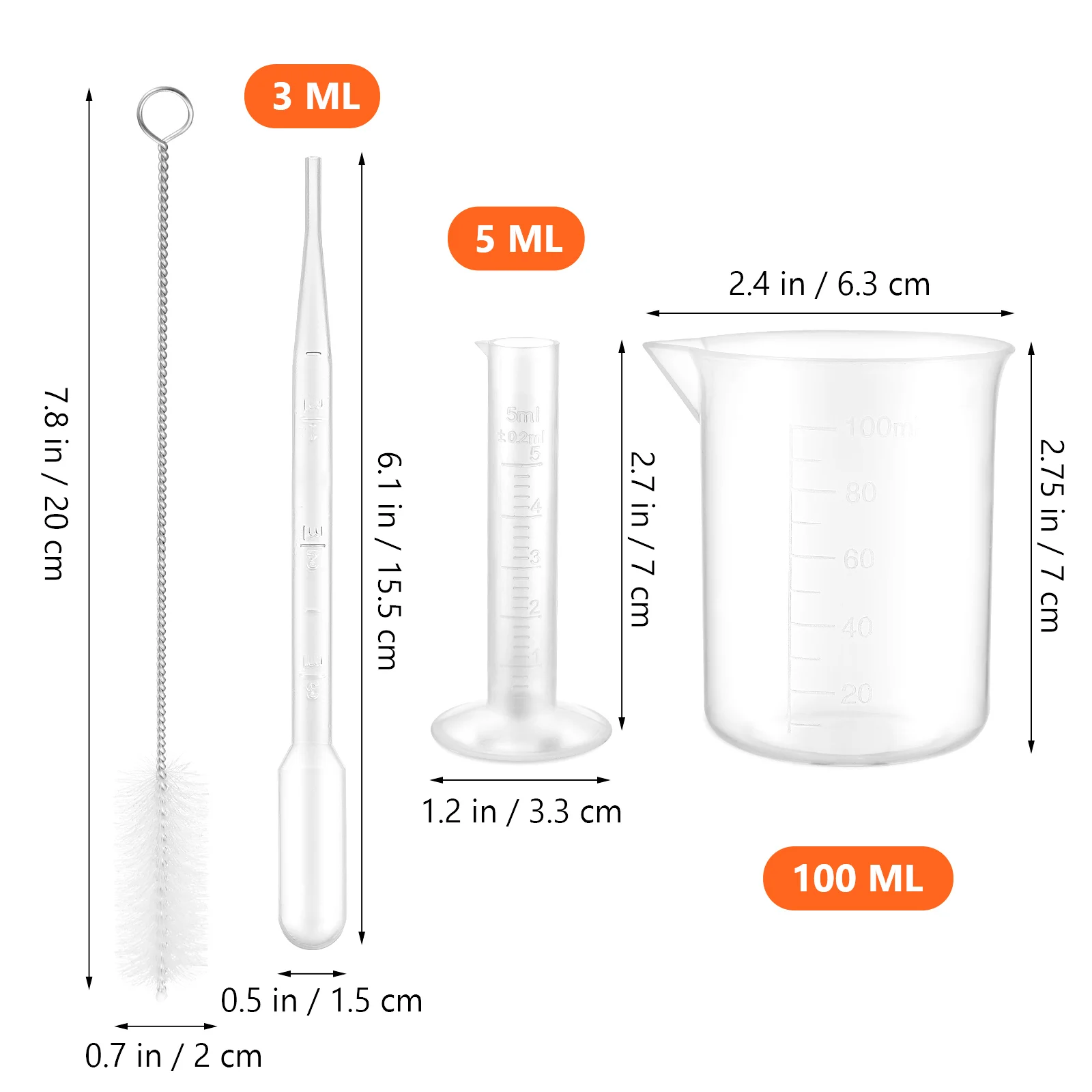 

Test Tube Plastic Measuring Cylinder Beaker Set Child Graduated Beakers and Tubed