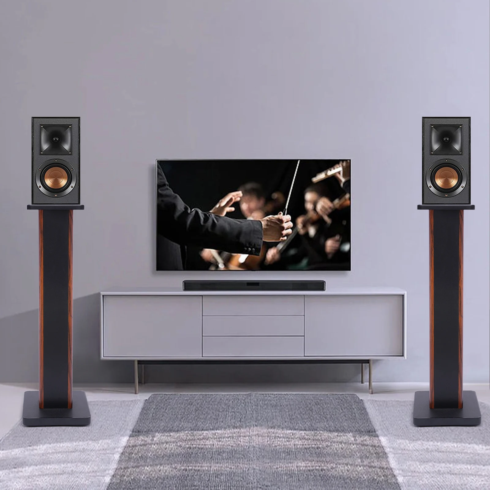 

Pair of Universal Speaker Stand H28in Bookshelf Holder Floor Standing for Surround Sound Studio Monitor Home Theater Living Room