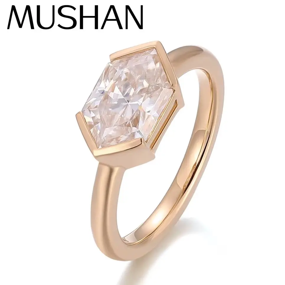 

MUSHAN Bespoke Jewelry 10k 14k 18k Gold Platinum Rings Women Luxury 2ct D Color VVS Moissanite Diamond Wedding Ring Band Jewelry