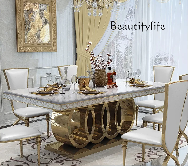 

Rama Dymasty столовый набор из нержавеющей стали, мебель для дома, современный мраморный обеденный стол, прямоугольный стол