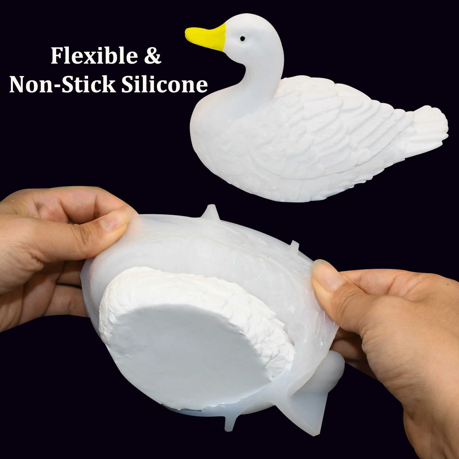 3D Duck Silicone Mold, 3 Pcs Animal Resin Casting Molds, Adorable Duck Goose Clay Mold for Plaster Candle DIY