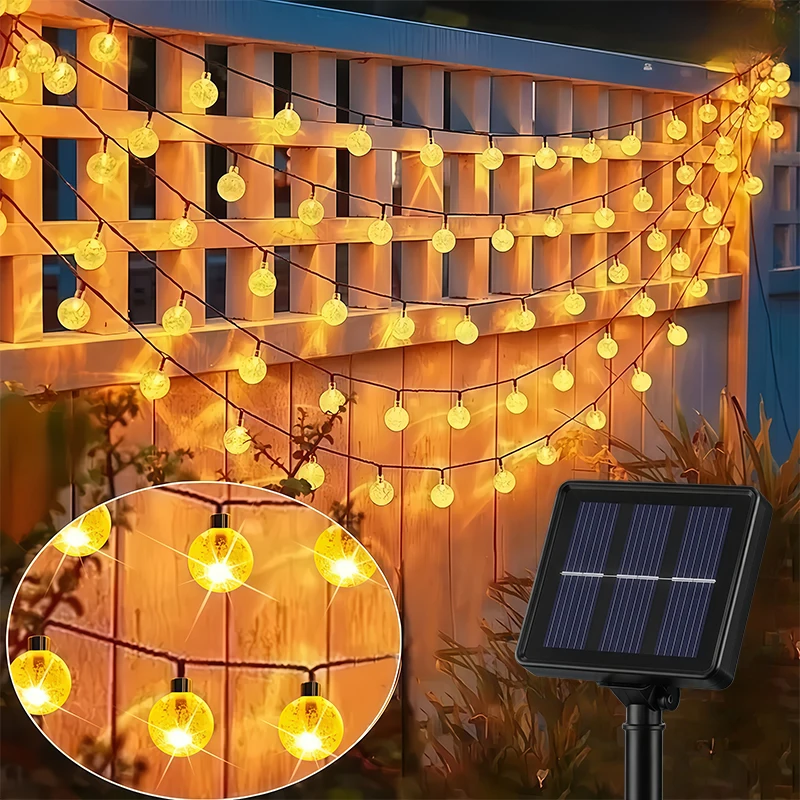 Outdoor Wedding Solar Bubble Globe Lights 8 Modes IP54 Waterproof Garden Patio Yard Party Christmas Decor 20-200LED Lighting Set