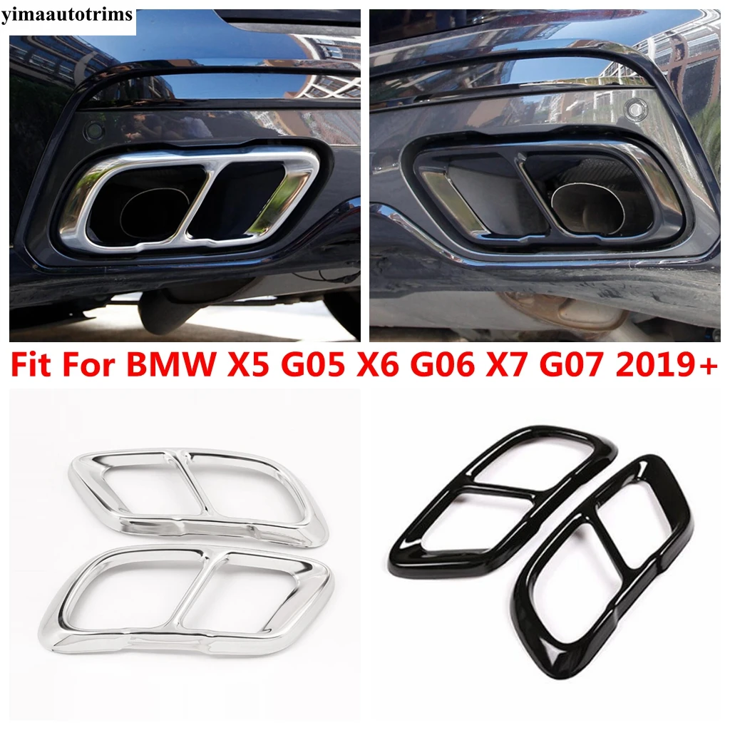 

Car Rear Tail Exhaust Outlet Throat Pipe Frame Protection Cover Trim Metal Accessories For BMW X5 G05 X6 G06 X7 G07 2019 - 2024