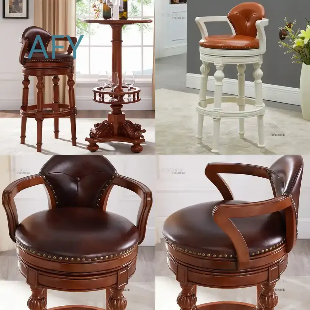 Solid Wood Nordic High Bar Chair for Modern Cafe Restaurant Office Minimalist Backrest Bar Stool with Soft Cushion for Home