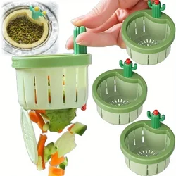 1/3pcs Cactus Sink Drain Strainer Press Automatic Dumping Basket Multi-functional Use Filter Net for Tub Kitchen Waste Collector