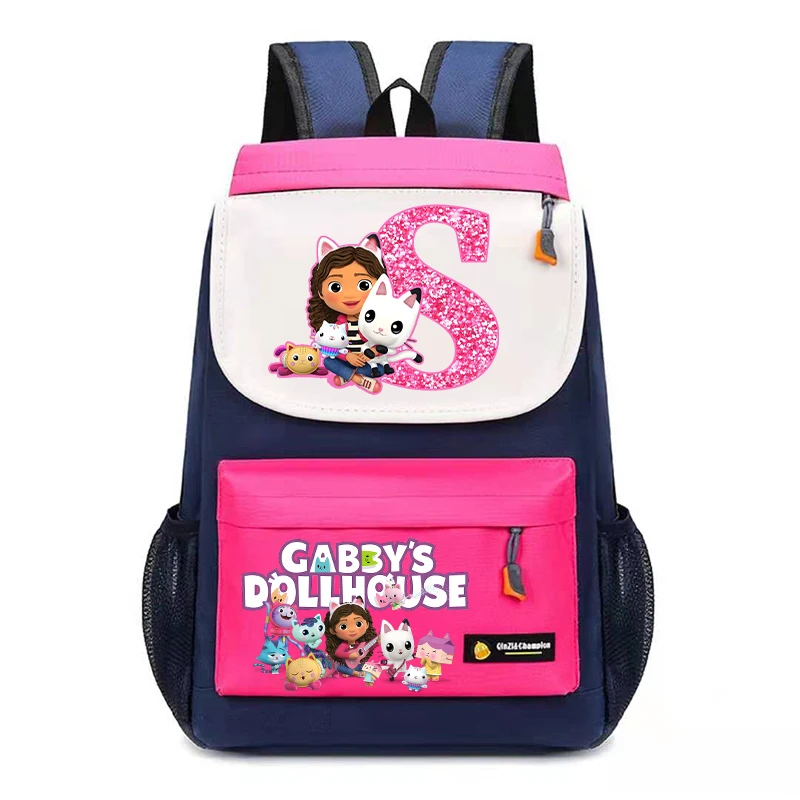 New Gabby Dollhouses Children School Backpack Kawaii Cartoon Letter Printed Schoolbags Girls School Backpack School Supplies