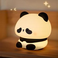 LED Night Light Cute Panda Cartoon Animals Silicone Lamp USB Rechargeable Timing Sleeping Lamp Bedroom Decoration for Children