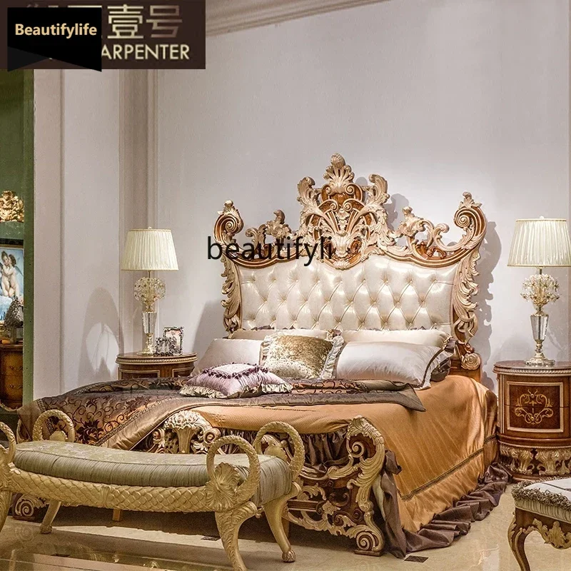 

B33 Мебель для спальни в европейском стиле, роскошная ткань для большой квартиры ручной работы из массива дерева, прикроватный табурет