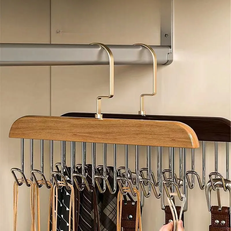 1pc Solid Wood Clothes Drying Rack 8 Hooks Multi Purpose Clothes And Pants Hooks Portable Home Apartment Clothes Hanger