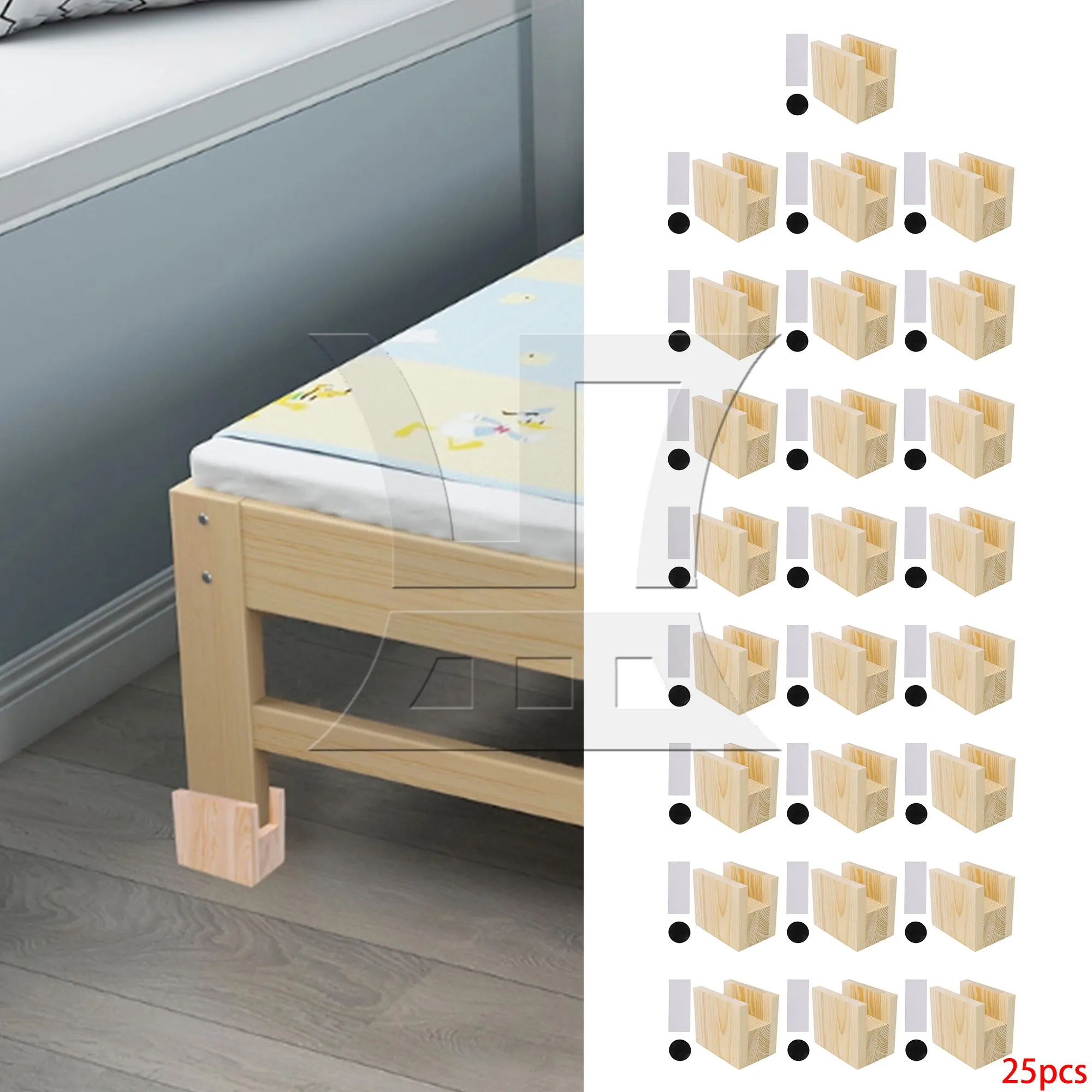 

BQLZR 1 Set Of 25 Pieces Furniture Table Lift Feet, Made Of Solid Wood, For Dressing Table
