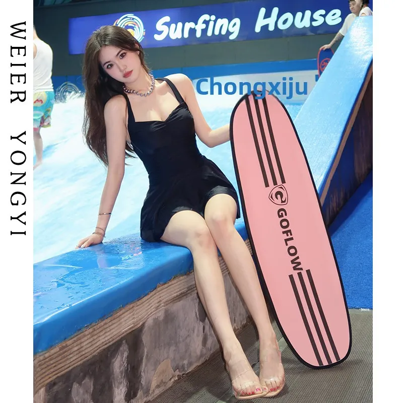 

Ele One-Piece Swimsuit for Women Casual Sle Thermal Spring Bathing Slimming Design Meat Concealing Gathered Waist