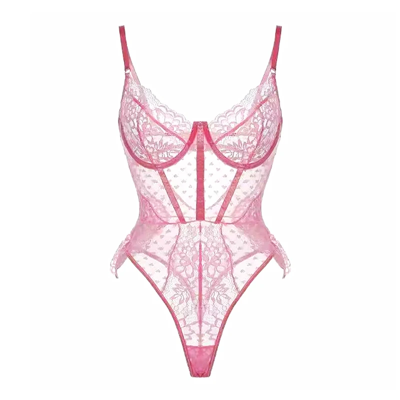 

1 шт. Женское сексуальное кружевное боди Pure Desire, прозрачный комплект нижнего белья из тюля, соблазнительный прозрачный ночной наряд