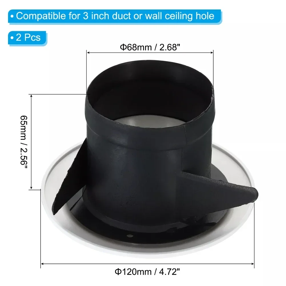2pcs 3 Inch Round Air Vent Adjustable Ceiling Diffuser Grill Louver Soffit Vent ABS Plastic Diameter 120mm Height 65mm Home