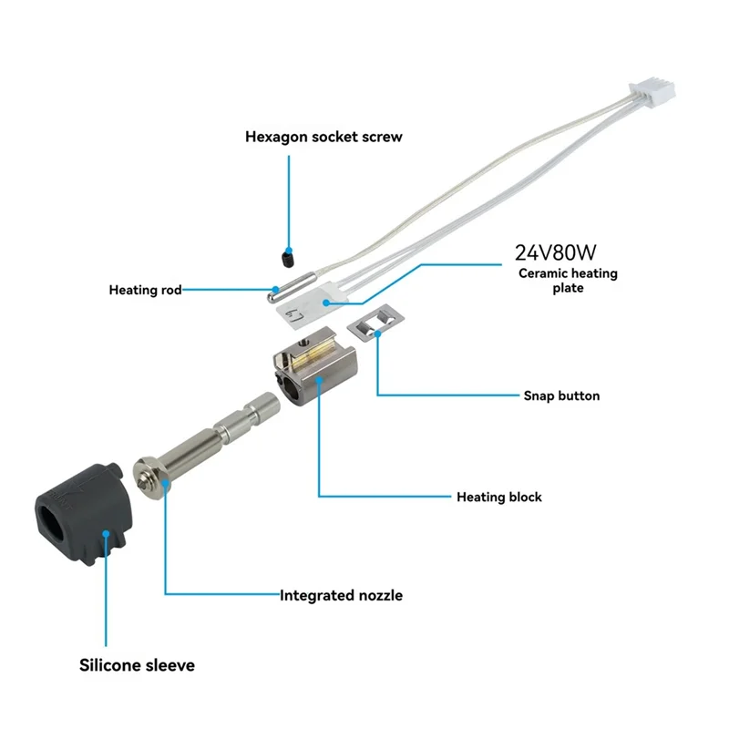 

K3M для Anycubic Kobra 3 Max Hotend 2 шт. насадка из закаленной стали термистор нагревательный компонент 0,6 мм