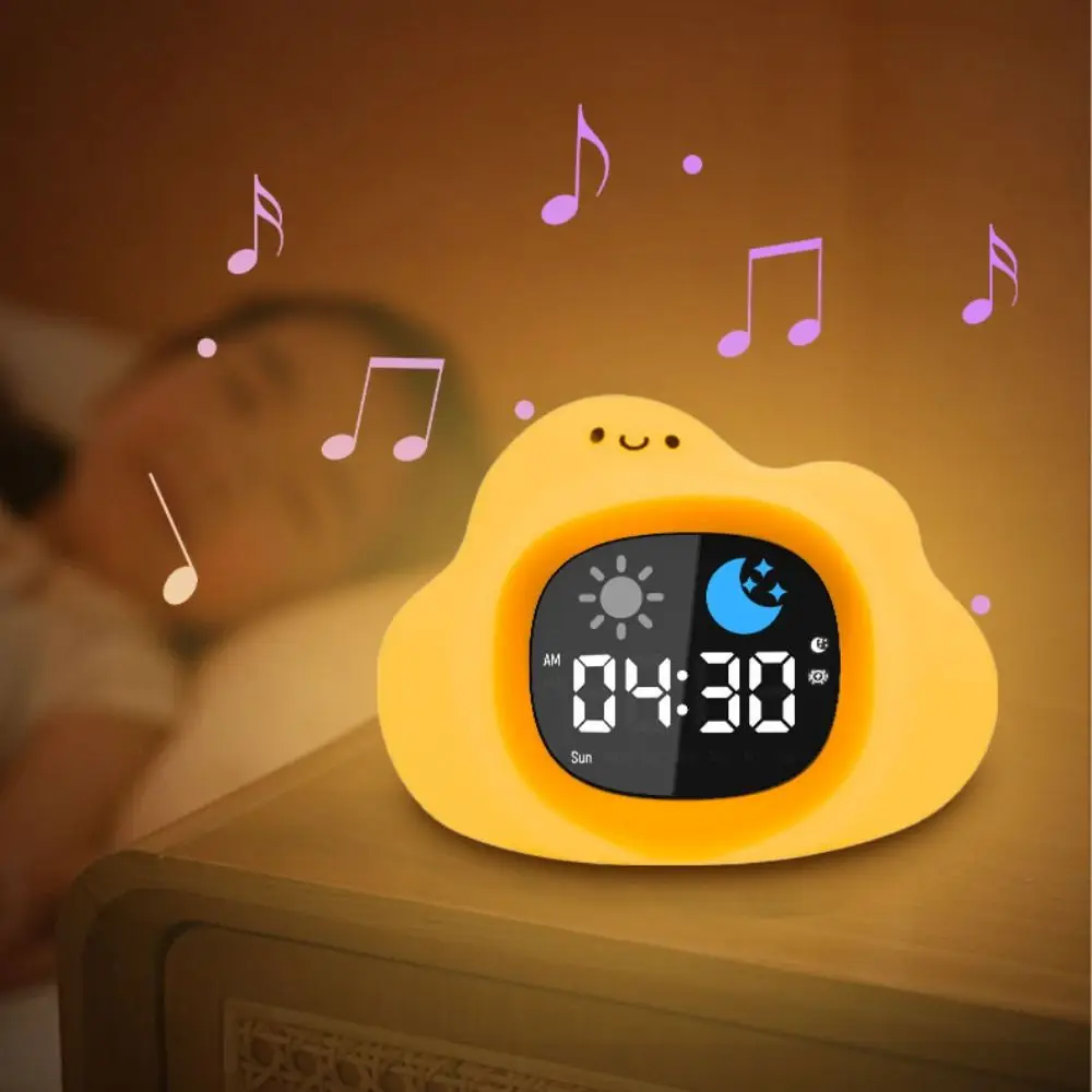Animal-Shape Alarm Clock Pat Control Cute Sleep Training Clock Small Ornaments Light Adjustable Touch Night Light Toddler