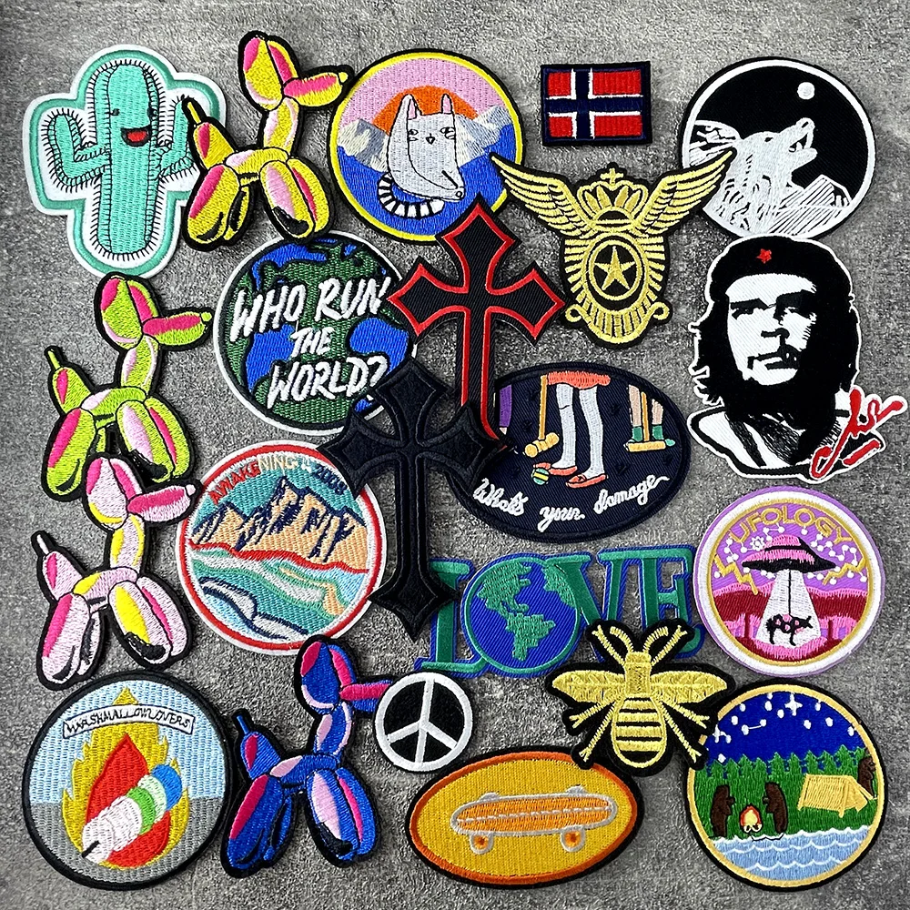 DOG CROSS LOVE Iron on Patches for Clothing Embroidered Sewing Applique Embroidery Repair Damage Decoration Modify Patch