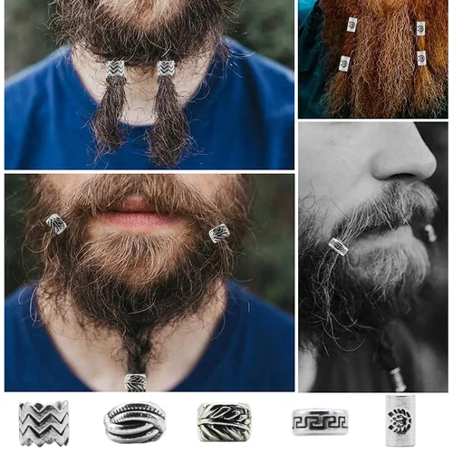5 unids/pack plata runa vikinga trenza de pelo Dread Dreadlock cuentas de barba anillos tubo para Mujeres Hombres accesorios para el cabello