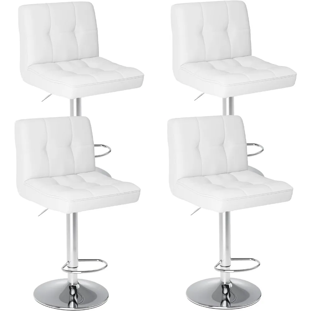 

Bar Stools Set of 4, Armless PU Leather Adjustable Swivel Bar stools, Counter Height Thickened Seat Cushion Square with Back