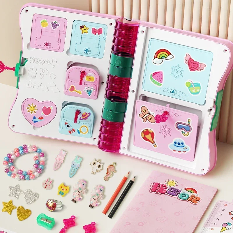 Zestaw do makeupu na biżuterię dla dzieci magiczna książka pudełko na niespodzianki DIY ręcznie robione pierścionki bransoletki udają prezent