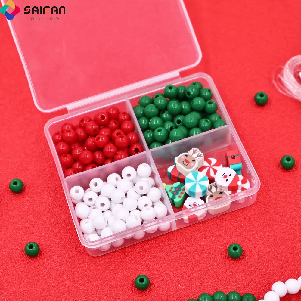 

1 set of 4-panel Christmas series style decorative beads, classic color matching, suitable for girls' bracelet decorations, pend