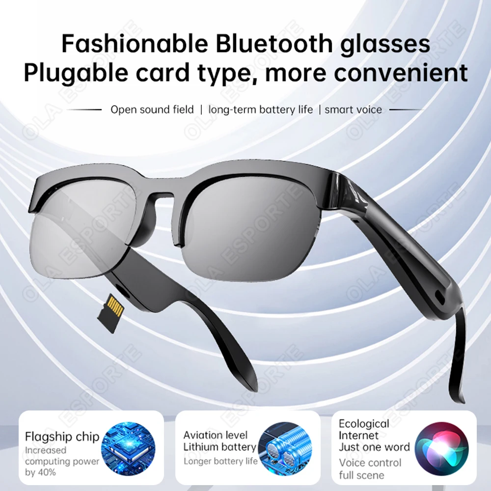 2026 Neue Smarte KI-Brille mit Fernbedienung, Touch-Steuerung, Fotokamera, Aufnahme, Übersetzer, Sprachassistent, Musik, Bluetooth-Sonnenbrille
