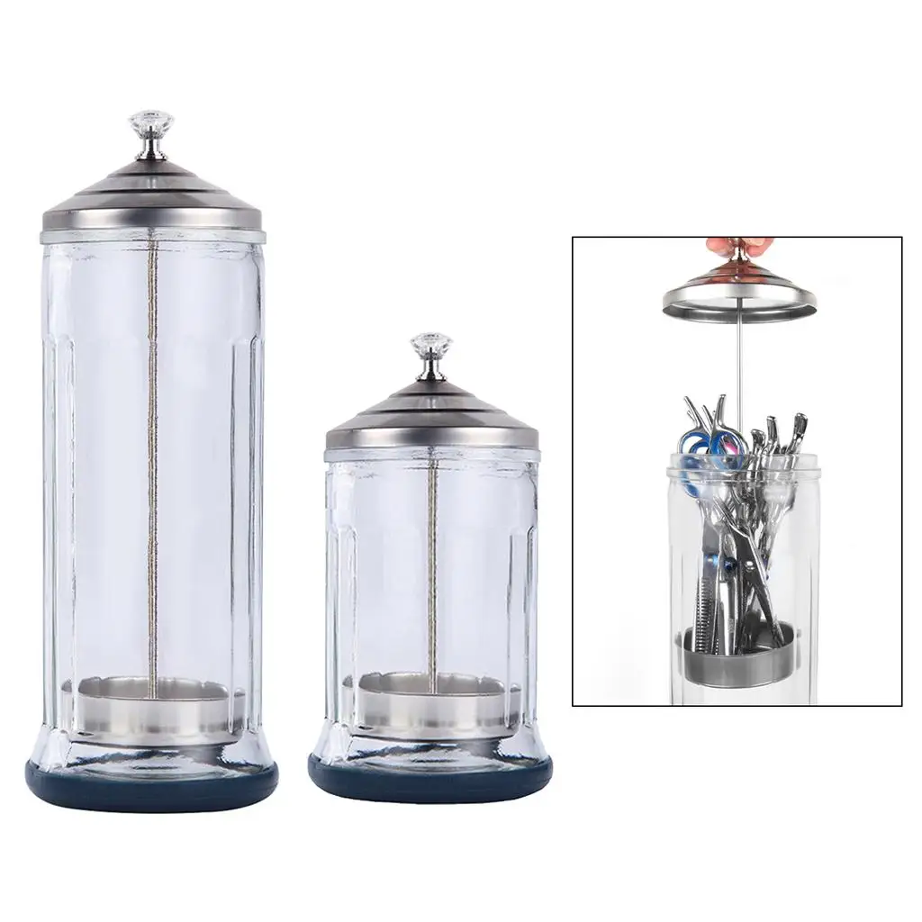 

Disinfection Jar Clear Sanitizer Glass Jar Bottle for Barber Nipper Tools