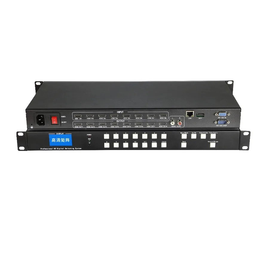 8x8 HDMI Matrix Switcher Splitter Converter 4K 3840x2160@30Hz HDMI Switch With Audio Output