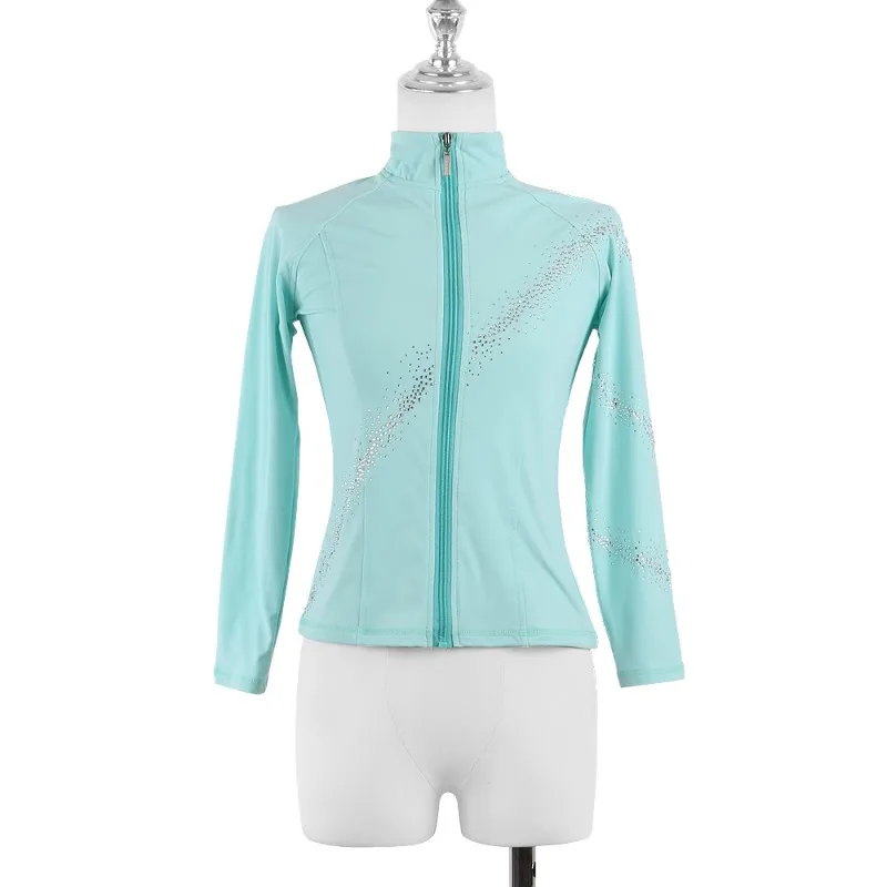 customized figure skating training clothes girls skating suit four season tops jackets women adults' diamond wrapped jackets