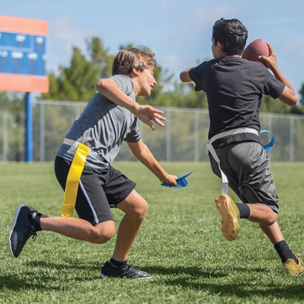 

2Pcs American Football Waist Flag Belt White Red Nylon Rugby Streamer for Practice Training Defense