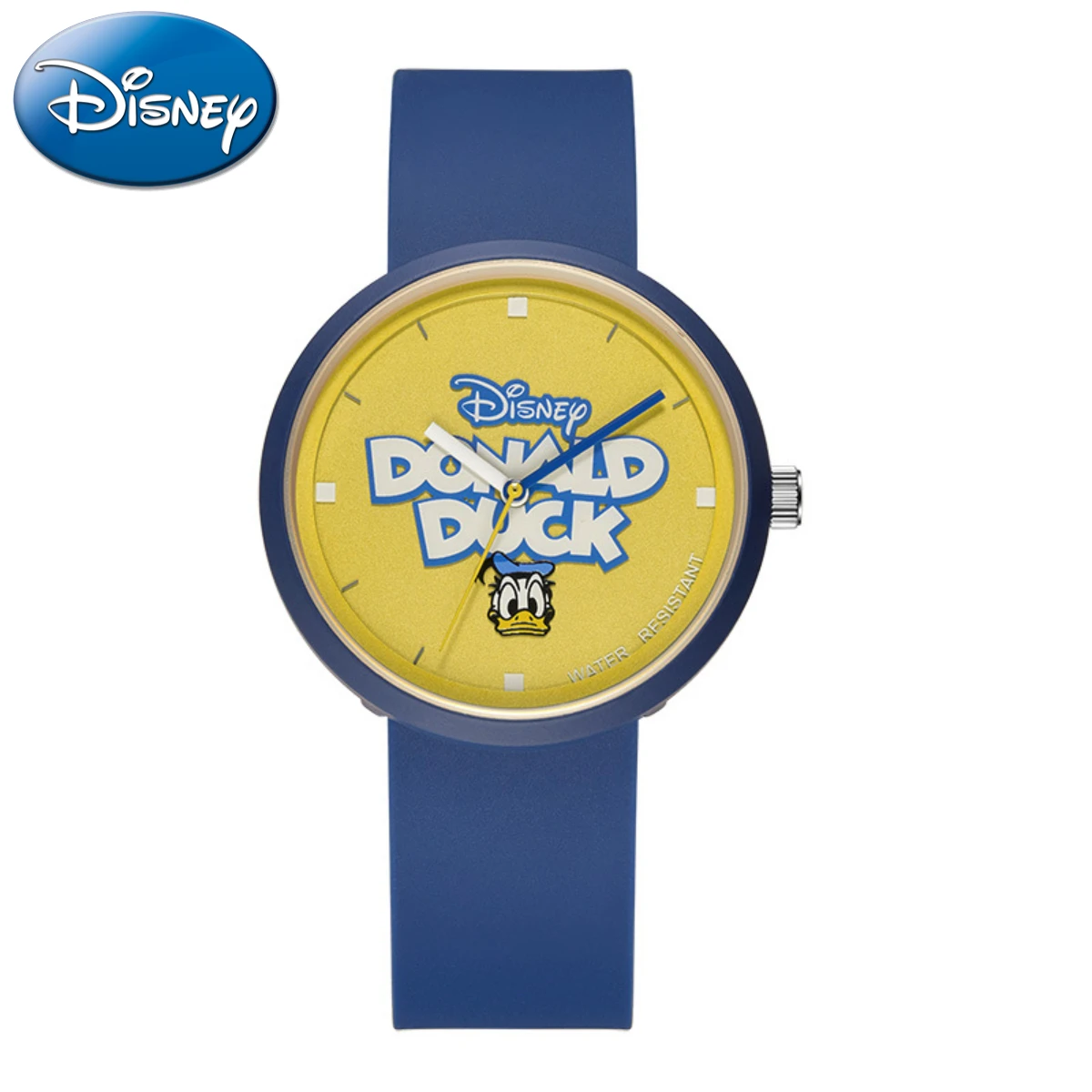 Disney-reloj de cuarzo con dibujos animados del pato Donald para hombre, cronógrafo con calendario, banda de resina, regalo con caja