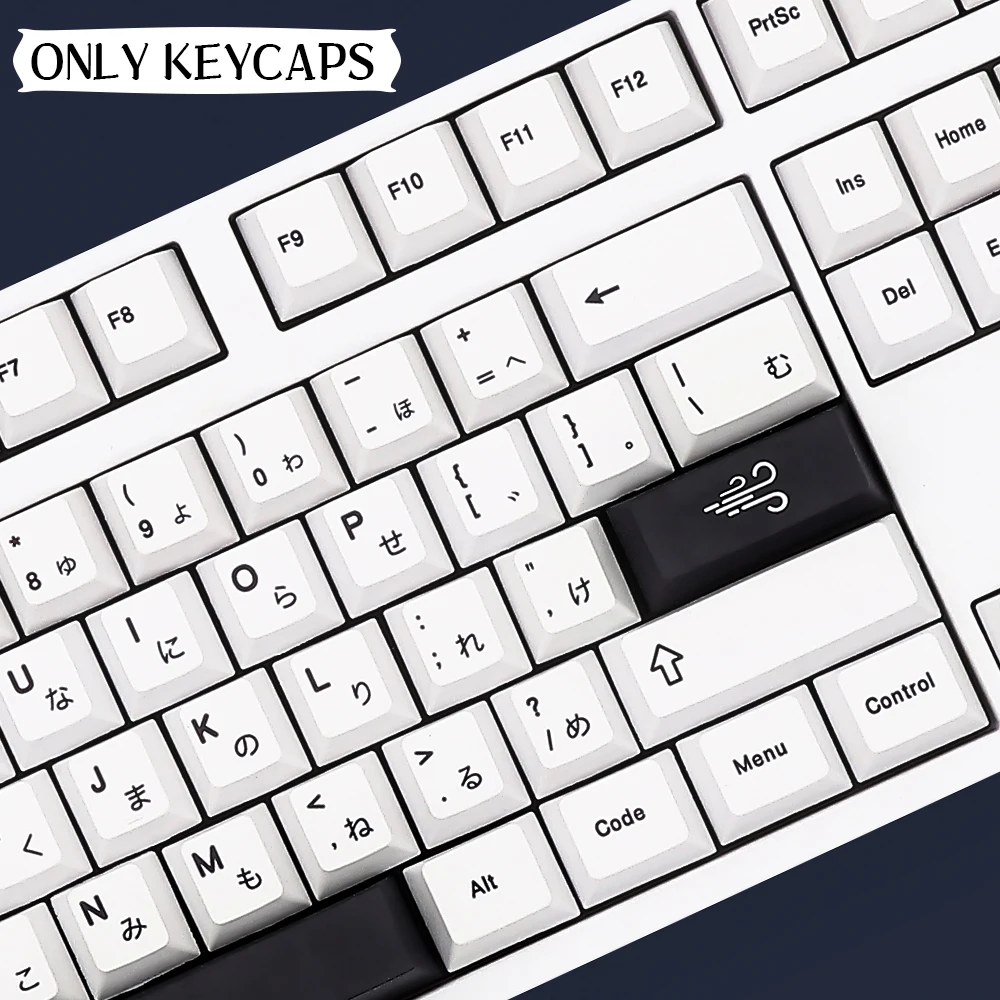 Imagem -03 - Minimalismo Keycap para Teclado Mecânico Preto Branco Dye Sub Pbt Perfil Cereja Keycaps Japoneses para mx Switch Espaço 6u 140 Chaves