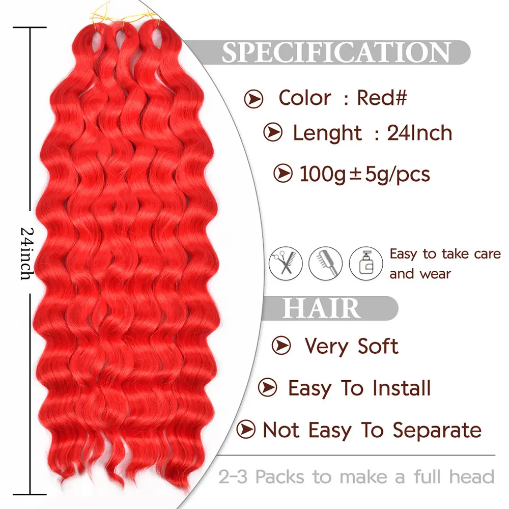 Anna torção crochê tranças de cabelo 24 Polegada solto onda profunda crochê cabelo ombre tira branco extensão do cabelo sintético onda água cabelo