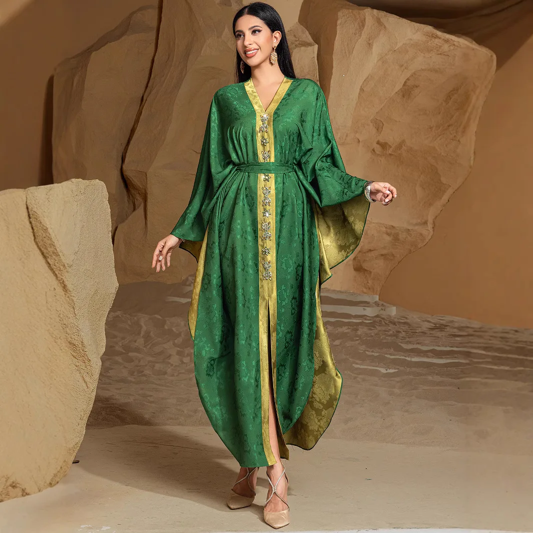 

Luxury Satin Abayas for Women Dubai Diamonds Muslim Dress Eid Djellaba Turkey Kaftan Morocco Caftan Femme Robe Islam Jalabiya