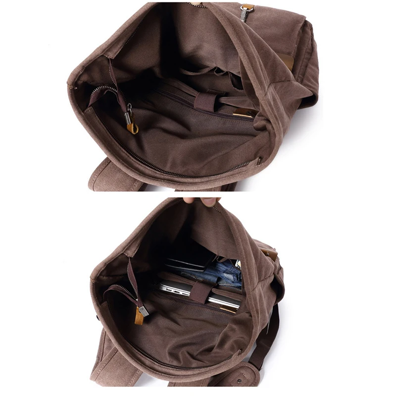 Zaino rolltop retrò in pelle di tela Zaino per laptop da 16 pollici Zaino da viaggio Zaino per computer per studenti Borsa da scuola durevole