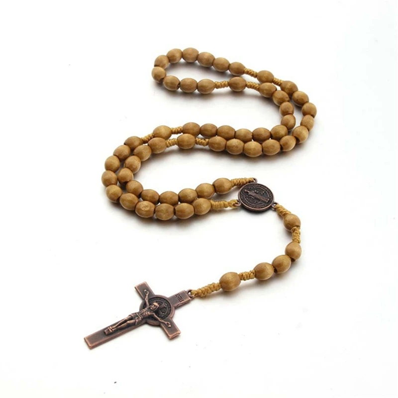 Hand Made Wooden Rosary Necklaces For Men Women Jewelry Christian Prayer Religious Gift