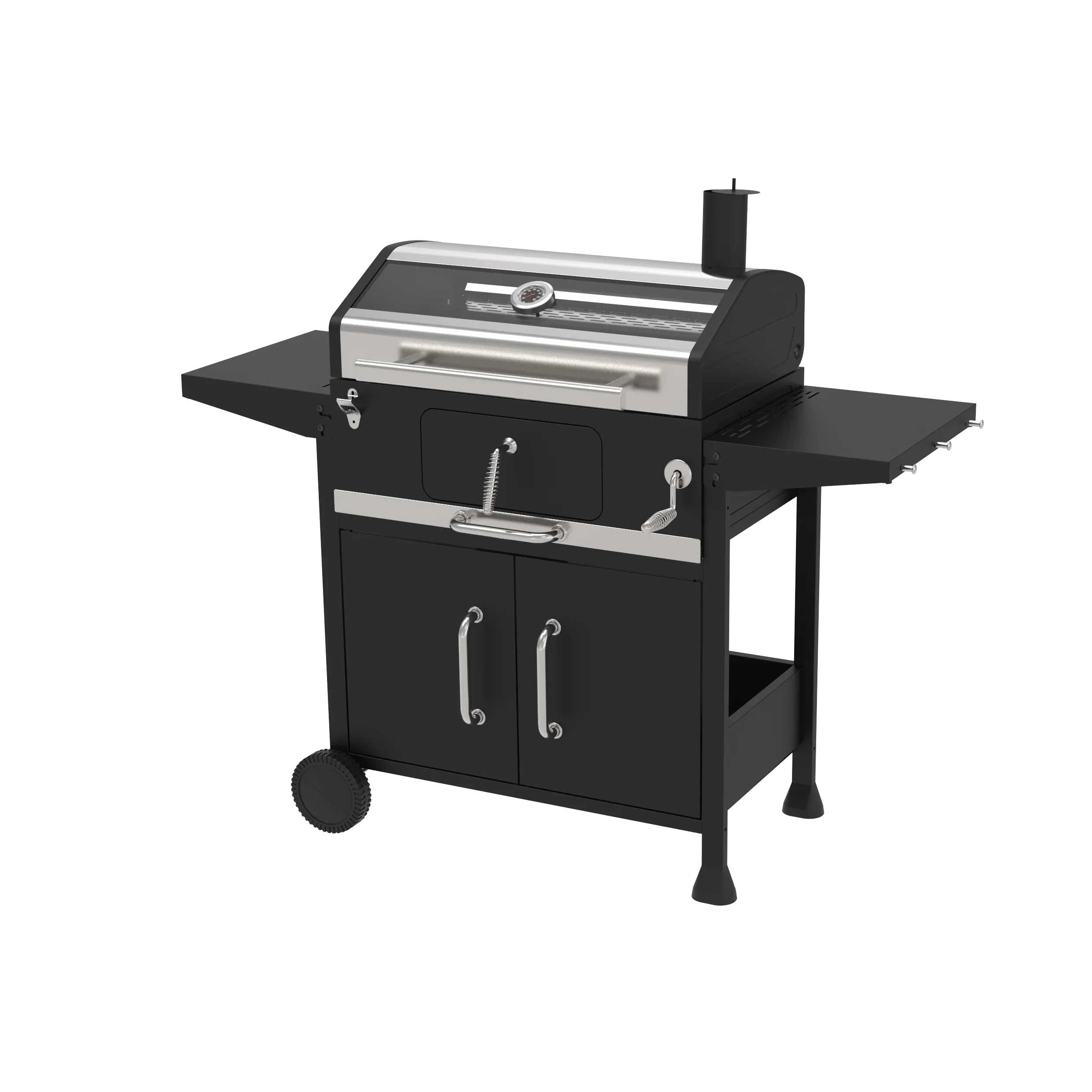 Portátil ao ar livre resistente com rodas carrinho barril fumante grill churrasqueira churrasqueira a carvão