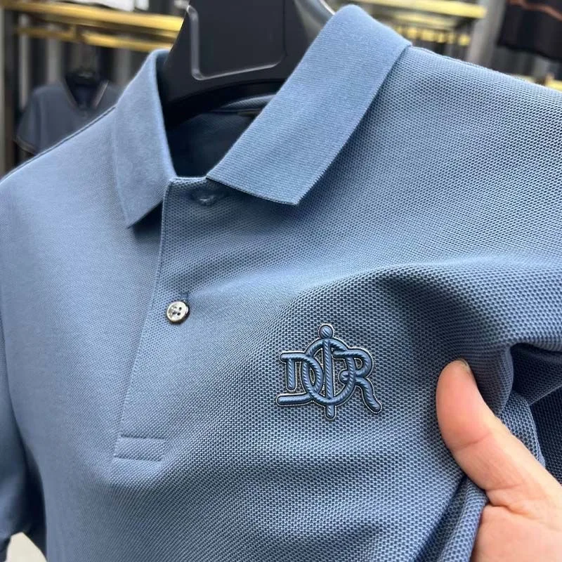 100% Pure Cotton High-End Fashionable Short Sleeve Summer New High-Quality Men's Business Casual Polo Shirt Luxury Brand T-Shirt