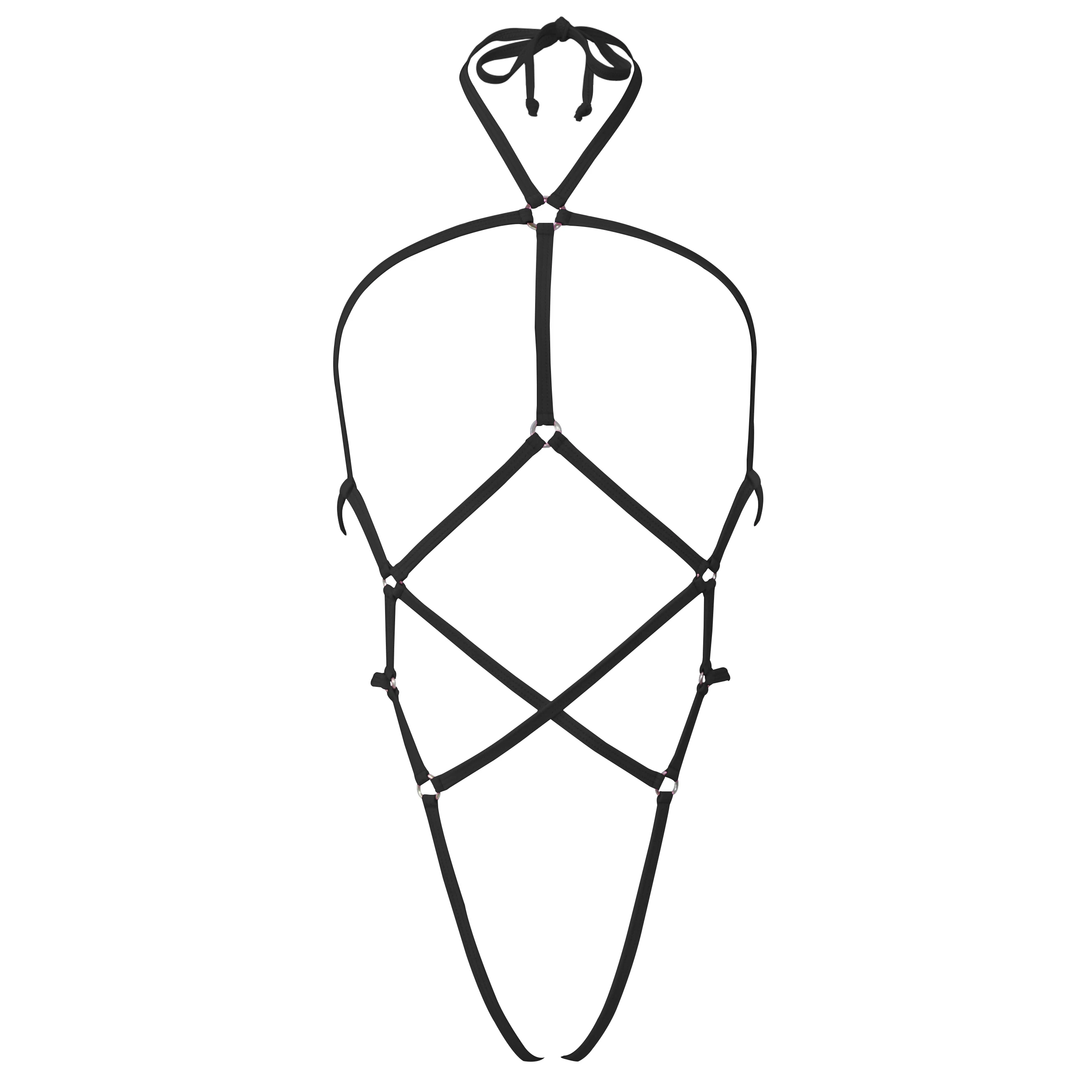 Black Spider Extreme One Piece String Bikini Slinghshot Micro Bikini Super Sexy Summer Beach Swimsuit Adjustable Neck Tie Rope