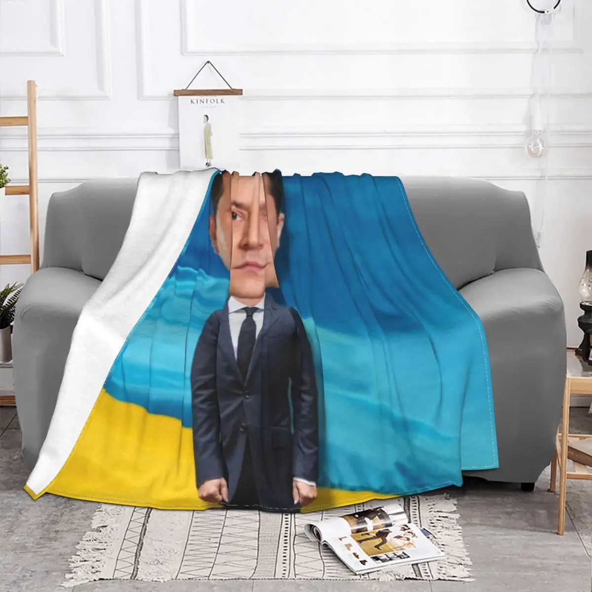 Sofa Fleece VolodymyrZelenskyy Throw Blanket Warm Flannel Ukrainian Ukraine President Blankets for Bedding Travel Couch Quilt