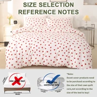 3pcs/set Small Red Heart Printed Duvet Cover Set(1 Duvet Cover & 2 Pillowcase）Soft And Skin-Friendly Duvet Cover Bedding Set For 2
