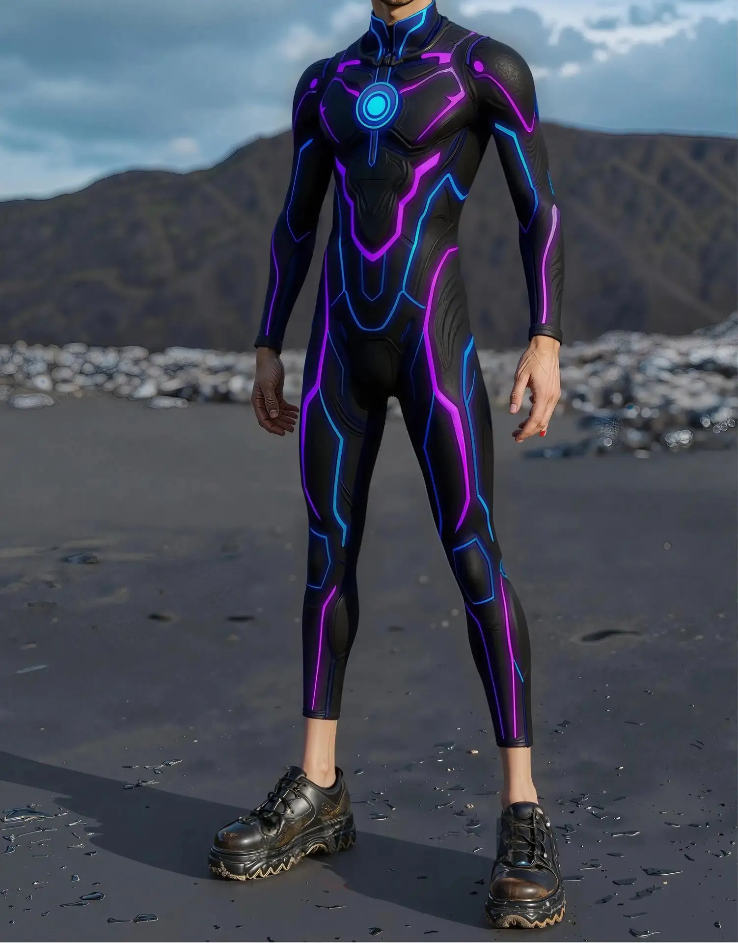 Herren Rüstungs-Muskelanzug, Karneval, Mechanischer Bodysuit, Halloween-Party, Bühnenauftritt, Cosplay-Kostüm, Strumpfhose – Detail 6