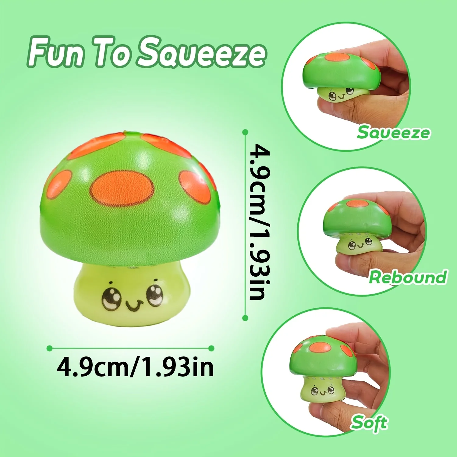 Mushroom Squeeze Toy 1pc, Slow Rising Stress Ball, Kids Party Gift Bag Filler, Ideal Classroom Reward Multiple Styles