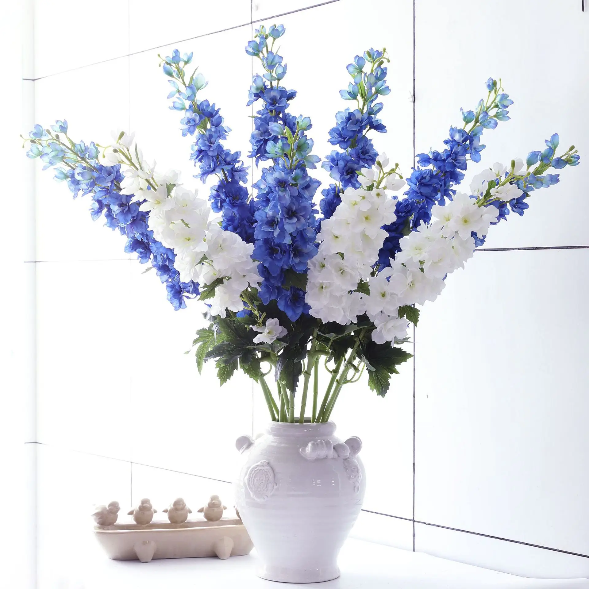 Yannew 3pcs 85cm Delphinium Artificial Flowers Long Stem Silk Hyacinth Wedding Flower Arrangements Decoration Home Room Decor