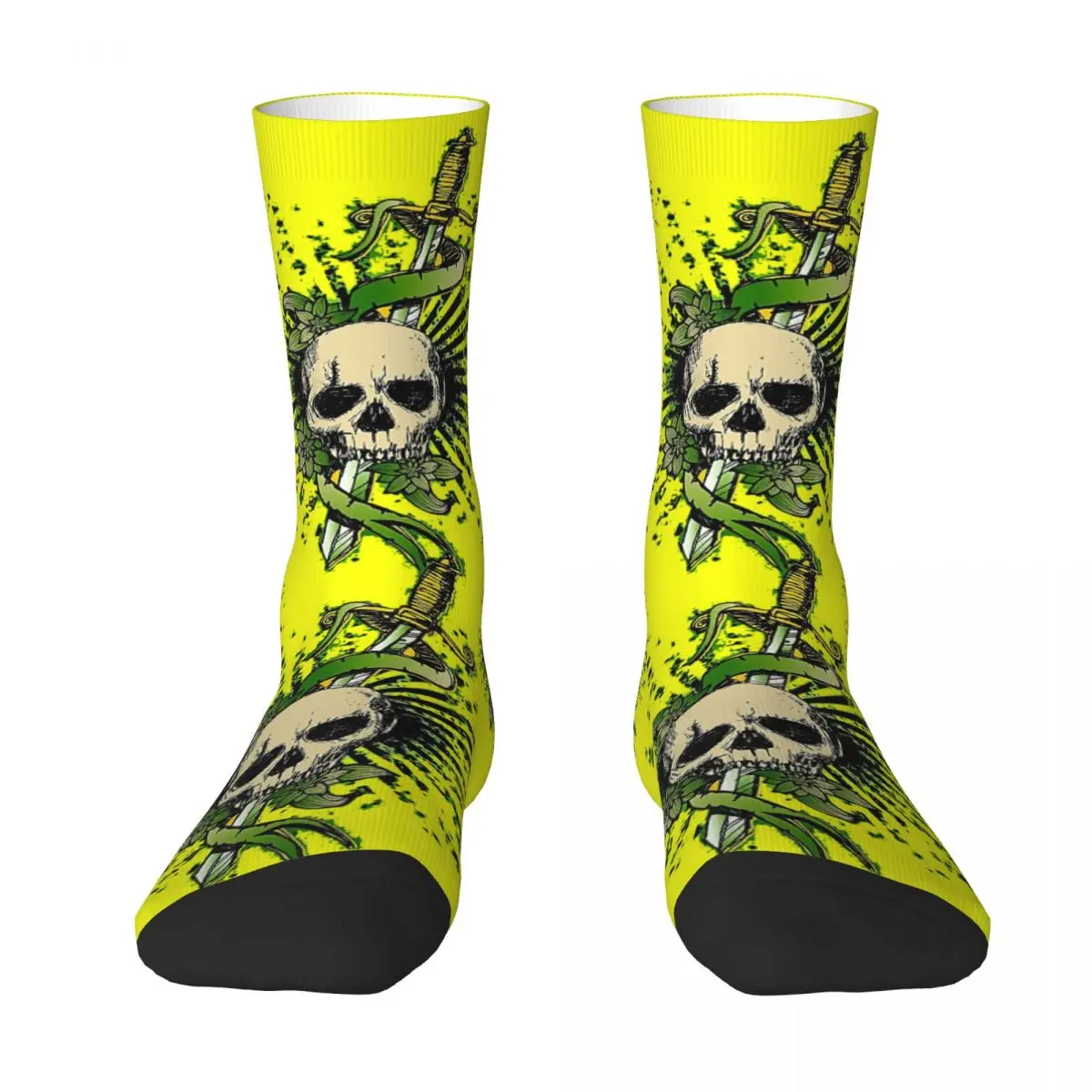 Green Skeleton Head-1 Men Women Socks Punk Style Beautiful Spring, Summer, Autumn, and Winter Dressing Gifts