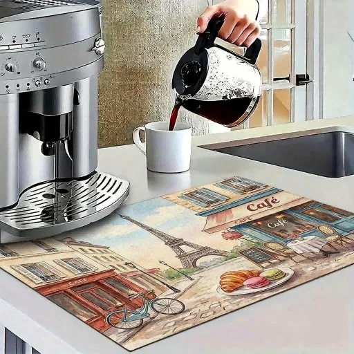 Thick Coffee and Dining Table Mat, Square Water Absorbing Pad with Non-Slip Rubber Bottom for Kitchen and Tableware