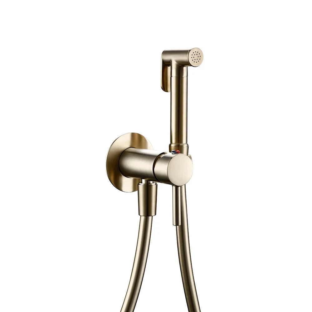 Brushed gold Brass Hand-held Wall-mounted Hybrid Hot And Cold Water With Stand Bathroom kitchen Toilet Faucet Bidet Sprayer