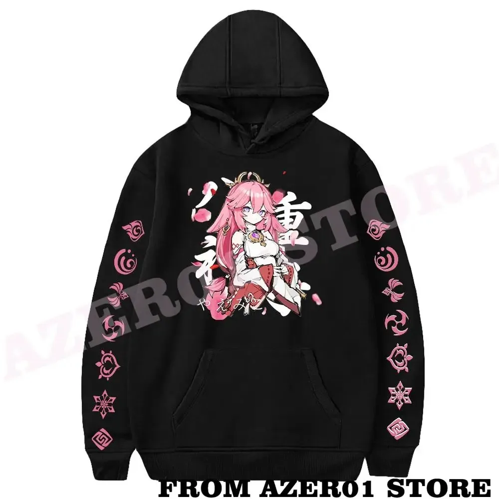 

Hoodies Genshin Impact para homens e mulheres, Yae Miko, Yae Sakura Merch, streetwear doce com capuz, manga comprida, inverno,